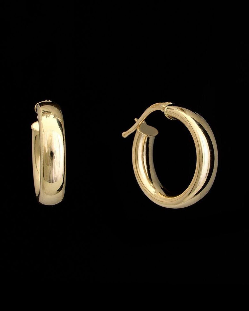 Italian Gold Black 14K Polished Hoops