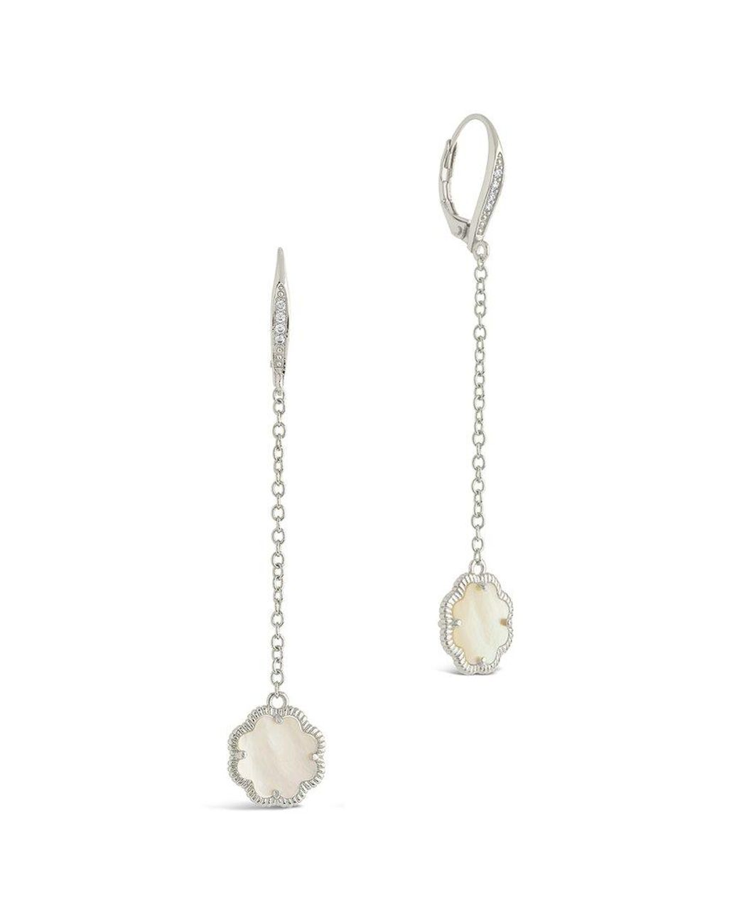Sterling Forever White Pearl Long Drop Earrings