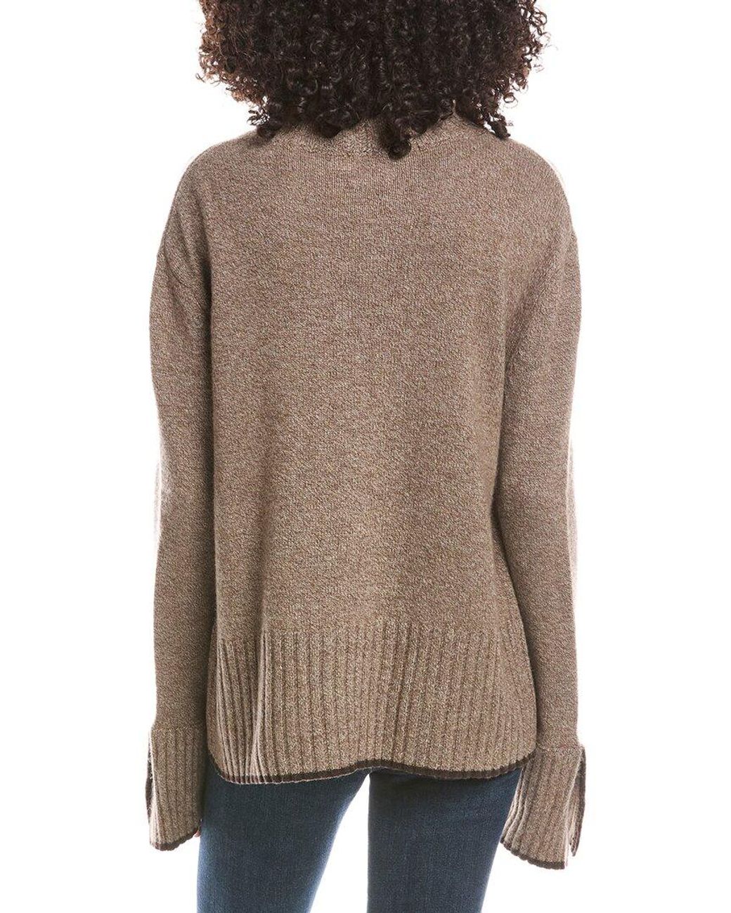 Brodie Cashmere Brown Split Cuff High Neck 100% Cashmere Sweater