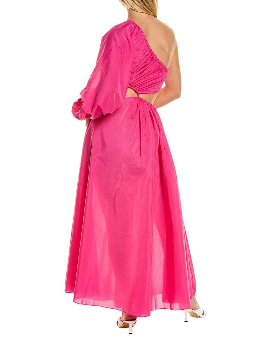 Matteau Pink One-Shoulder Silk-Blend Maxi Dress