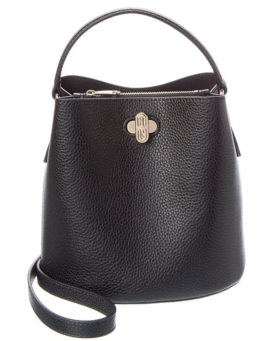 Furla Danae Mini Leather Bucket Bag in Black | Lyst