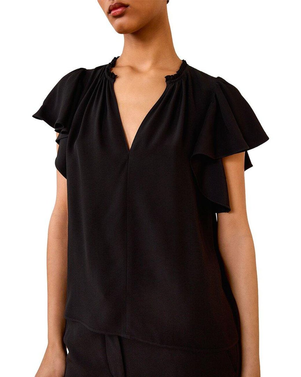 Ulla Johnson Black Lilo Flutter Sleeve Blouse