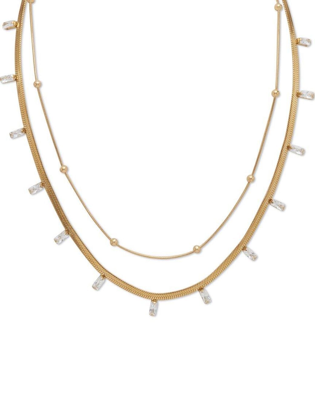 Palmbeach Jewelry Metallic Plated Stainless Steel Crystal Necklace