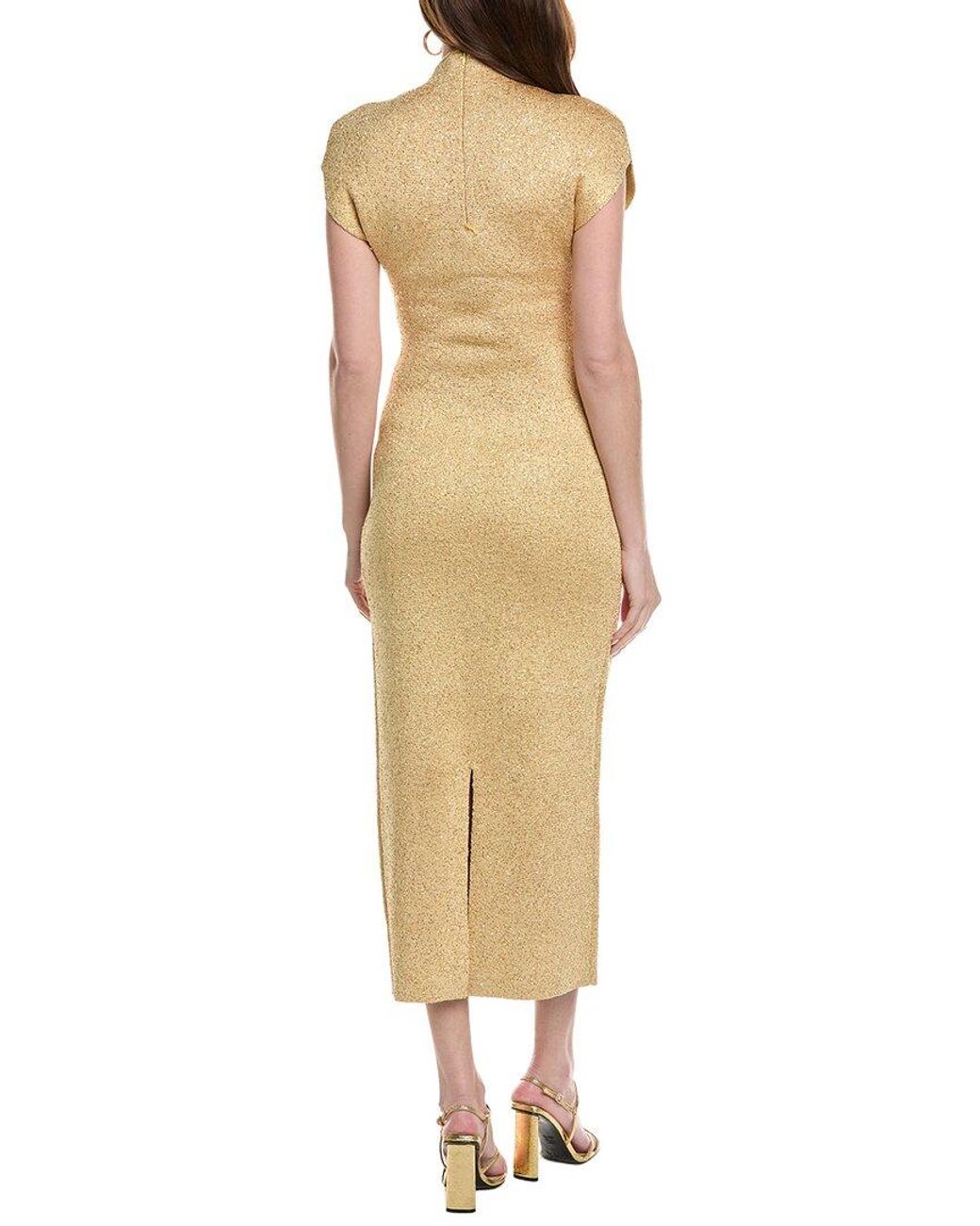 Lela Rose Natural Mock Neck Dress