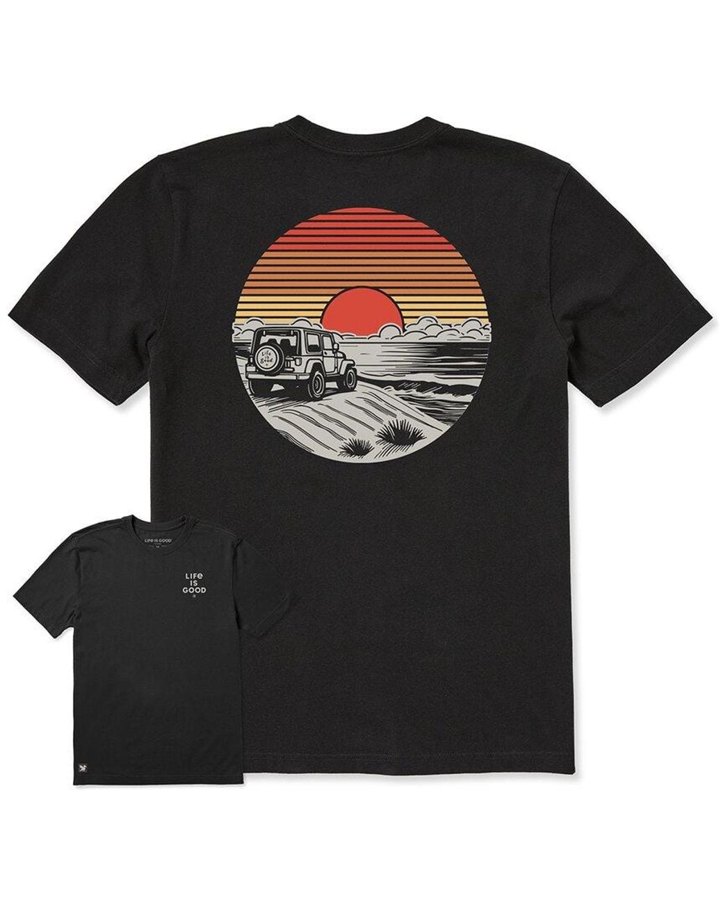 Life Is Good. Black Crusher T-Shirt for men