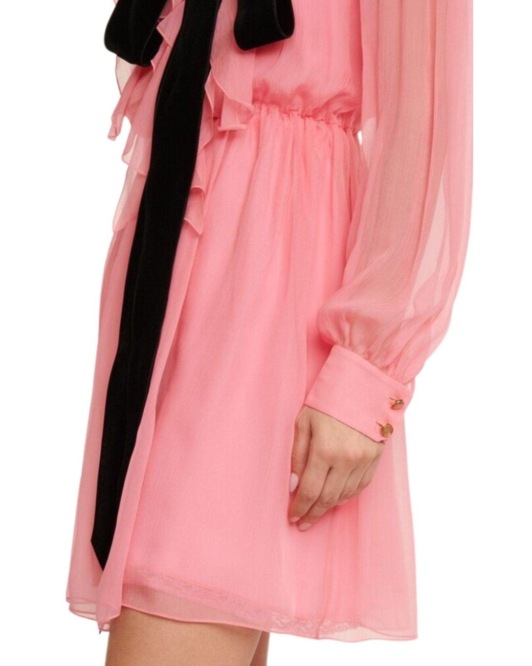 Gucci Red Velvet Ties Silk-chiffon Dress