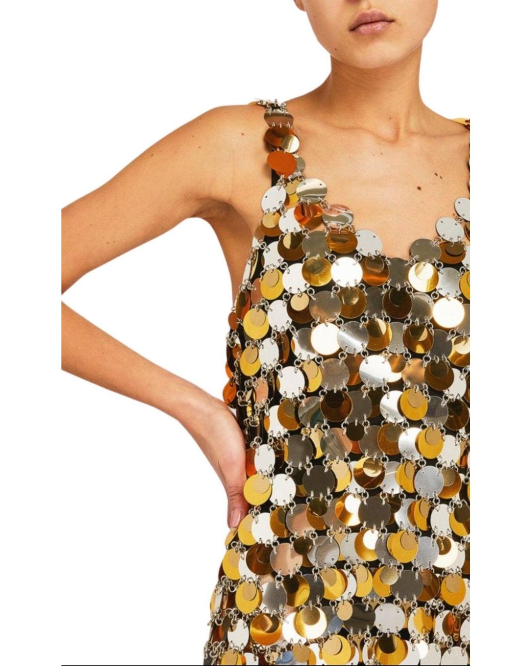 Rabanne Metallic Oversized Paliette-embellished Mini Dress