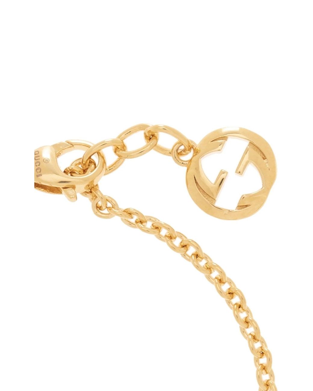 Gucci Metallic Script Crystal Logo Bracelet Gold
