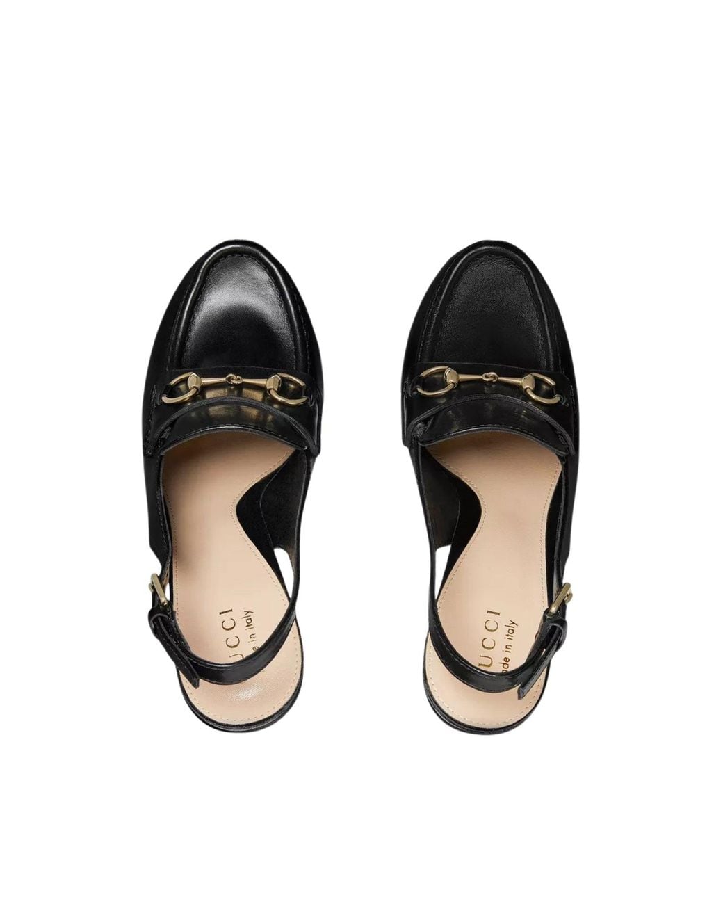 Gucci Black Ottavia Horsebit Loafer 145mm Platform Slingback Pumps