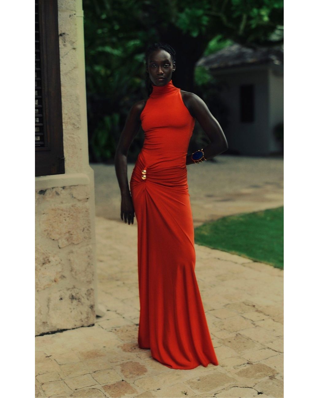 Silvia Tcherassi Frances Cutout Gathered Jersey Gown