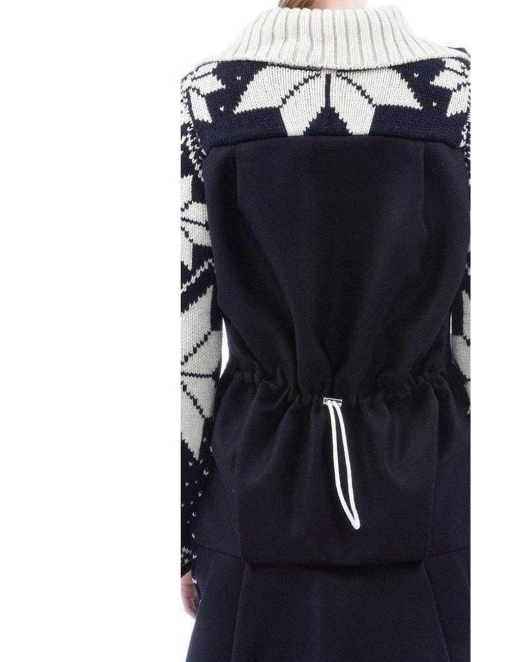 Sacai Blue Luck Jacquard Long Cardigan Coat
