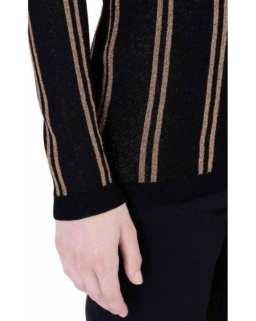 Balmain Black & Gold Striped Knit Sweater