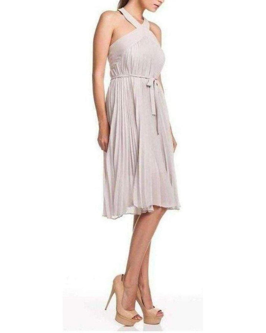 BCBGMAXAZRIA Natural Eloise Pleated Cocktail Dress