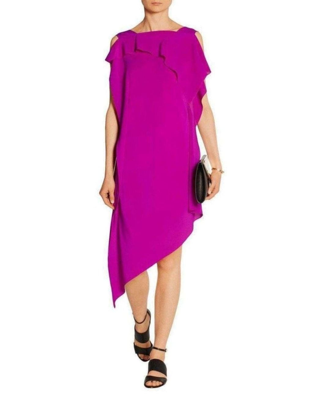 Acne Pink Barrow Asymmetric Silk Crepe De Chine Dress