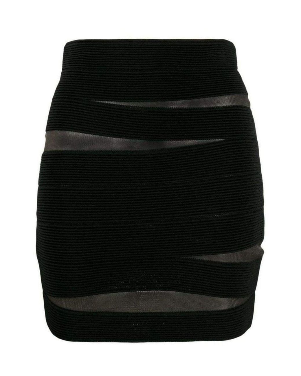 Balmain Black Sheer Fitted Mini Skirt