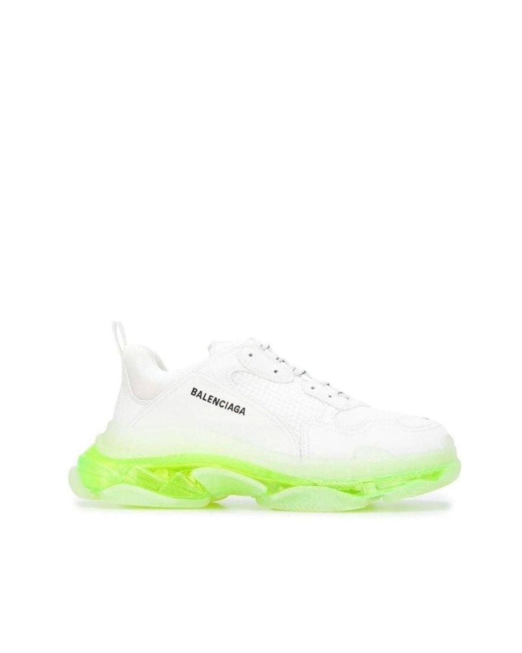 Balenciaga Green White Triple S Leather And Mesh Sneakers