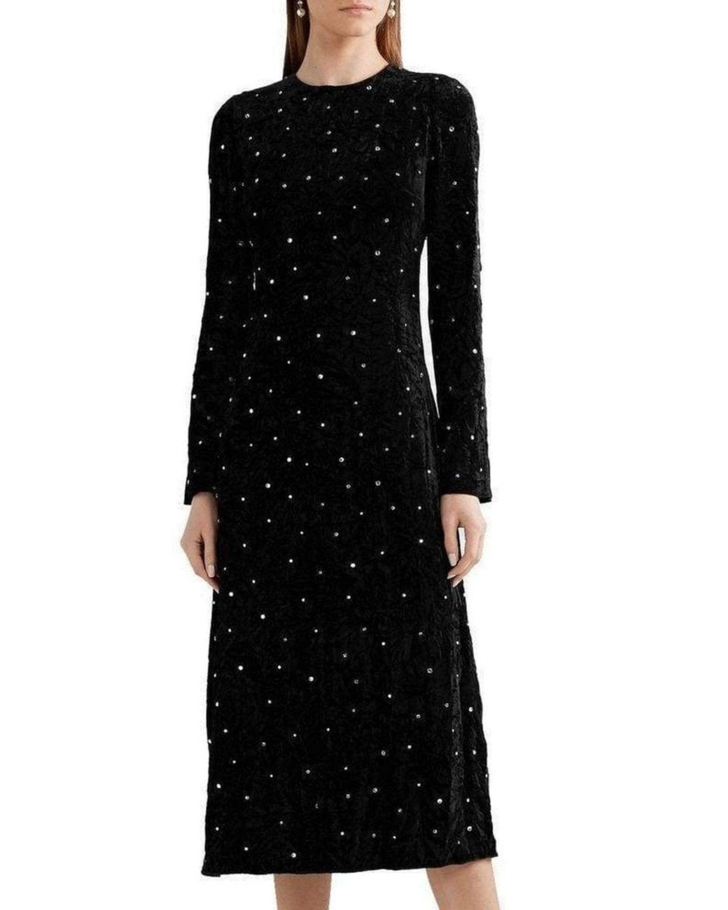 Miu Miu Black Open-back Crystal-embellished Crushed-velvet Midi Dress It 38