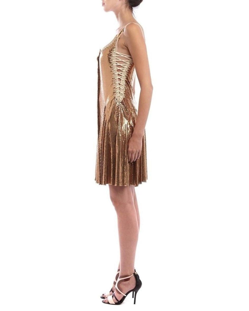 Rabanne Brown Gold Chainmail Dress