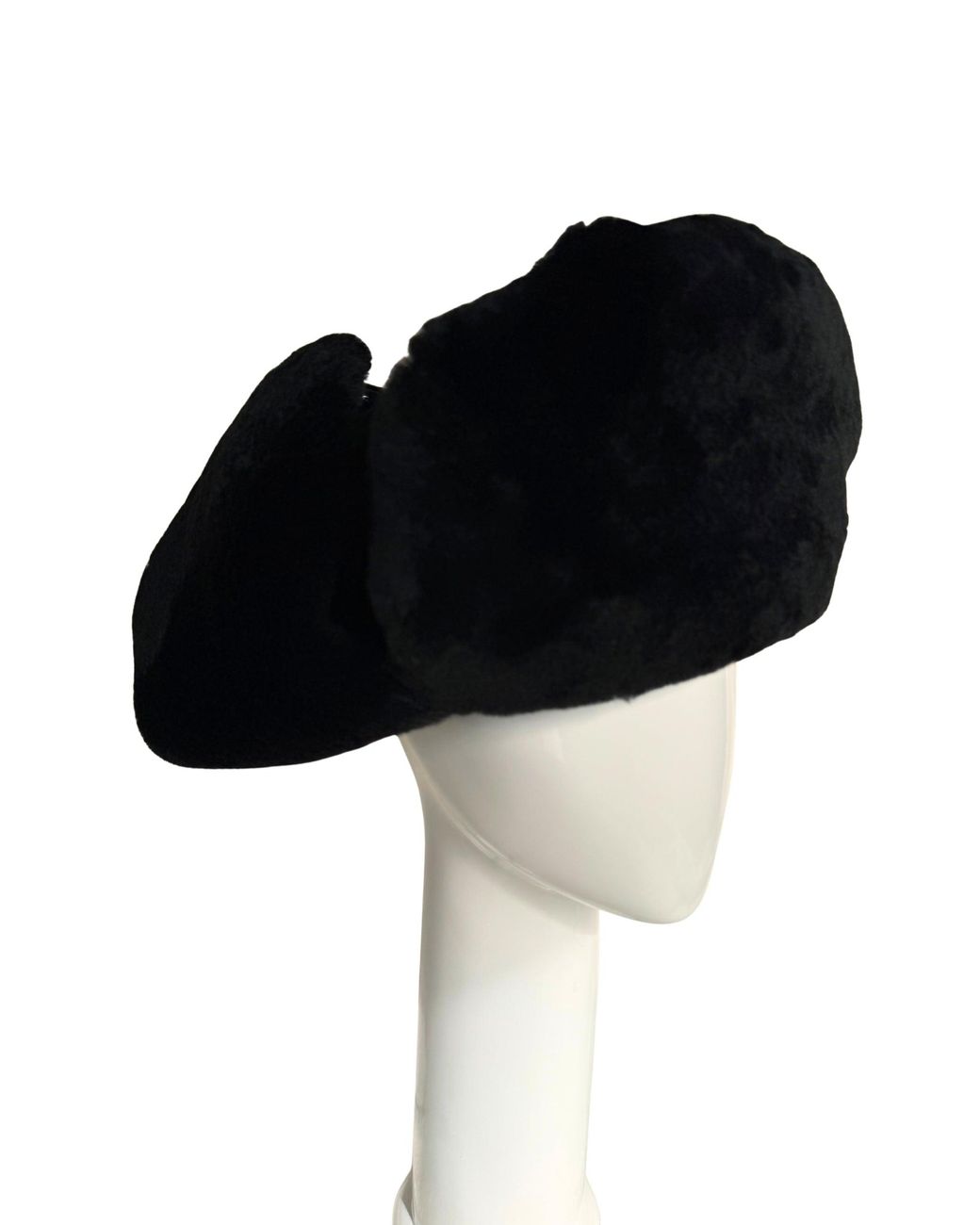 Prada Black Nylon & Shearling Trapper Hat
