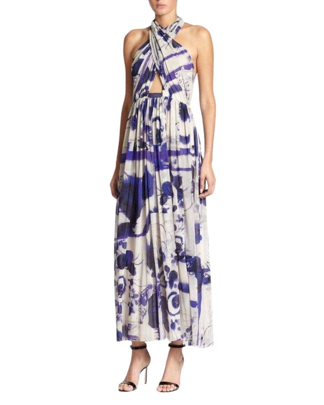Jean Paul Gaultier Blue Cross Halter Tulle Dress