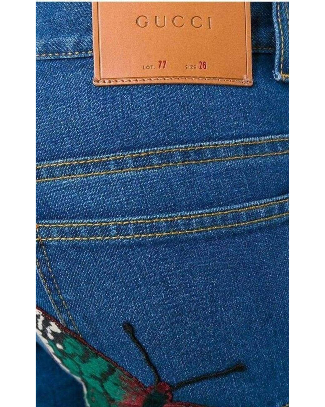 Gucci Blue Bee & Butterfly Patches Jeans