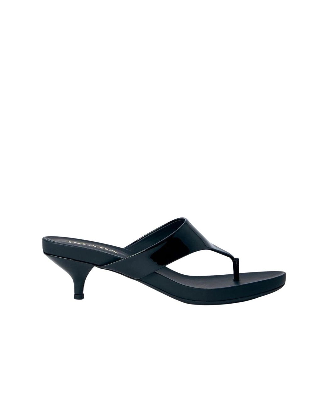 Prada Blue Patent Leather Kitten-heel Thong Sandals