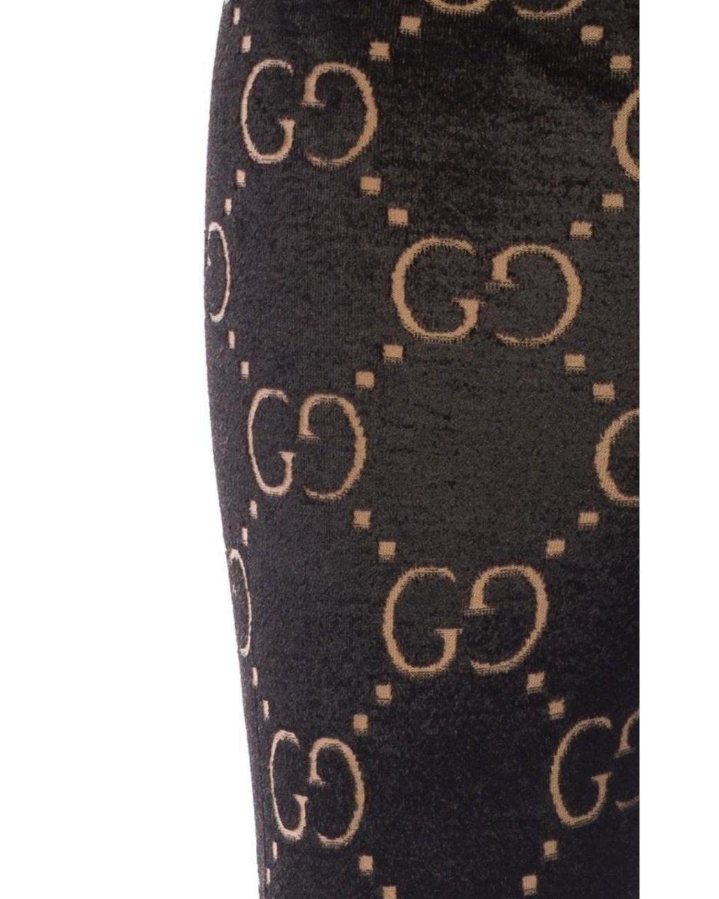 Gucci Black Jacquard Logo Wool Tights