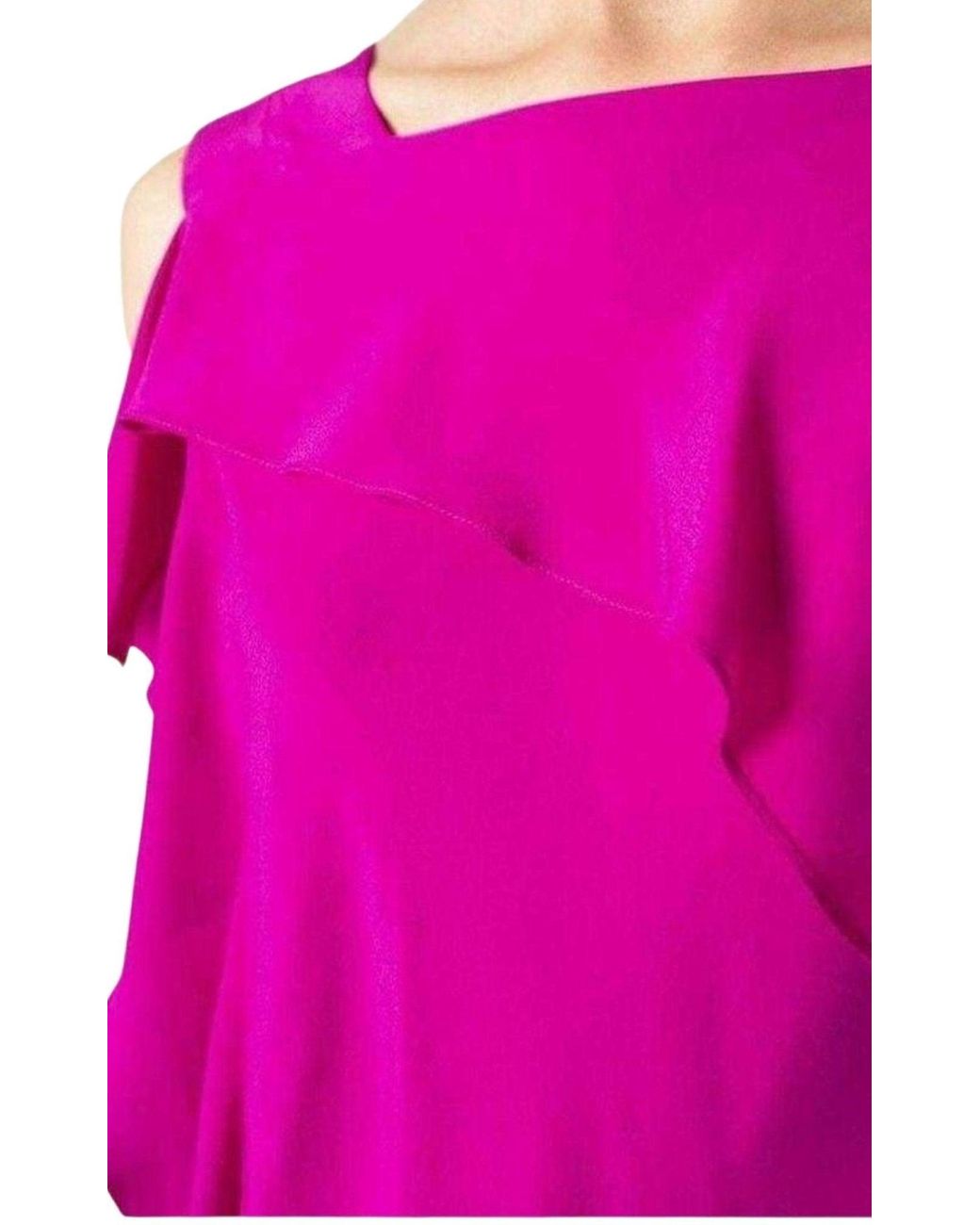 Acne Pink Barrow Asymmetric Silk Crepe De Chine Dress