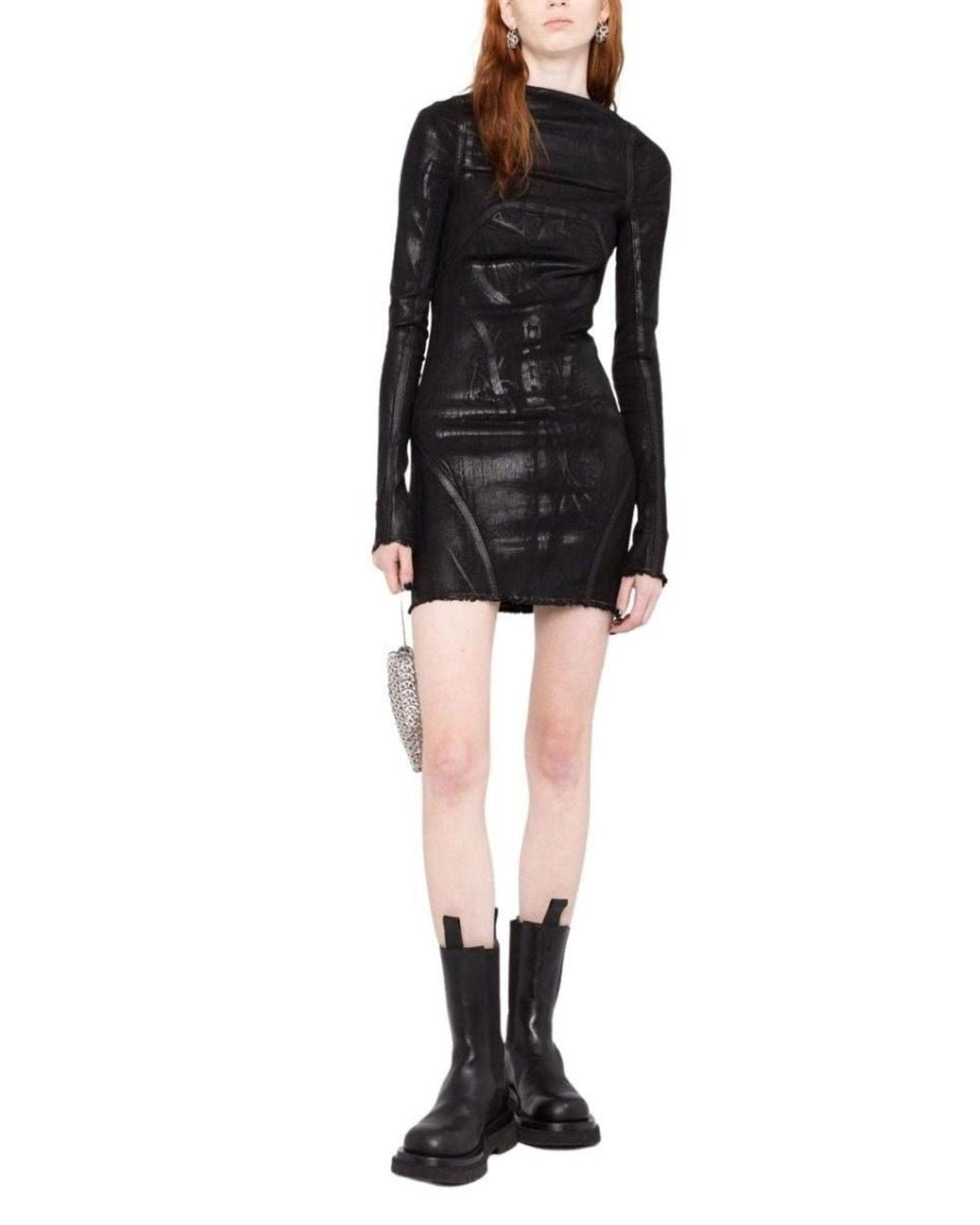 Rick Owens Black Open-back Mini Cotton Dress