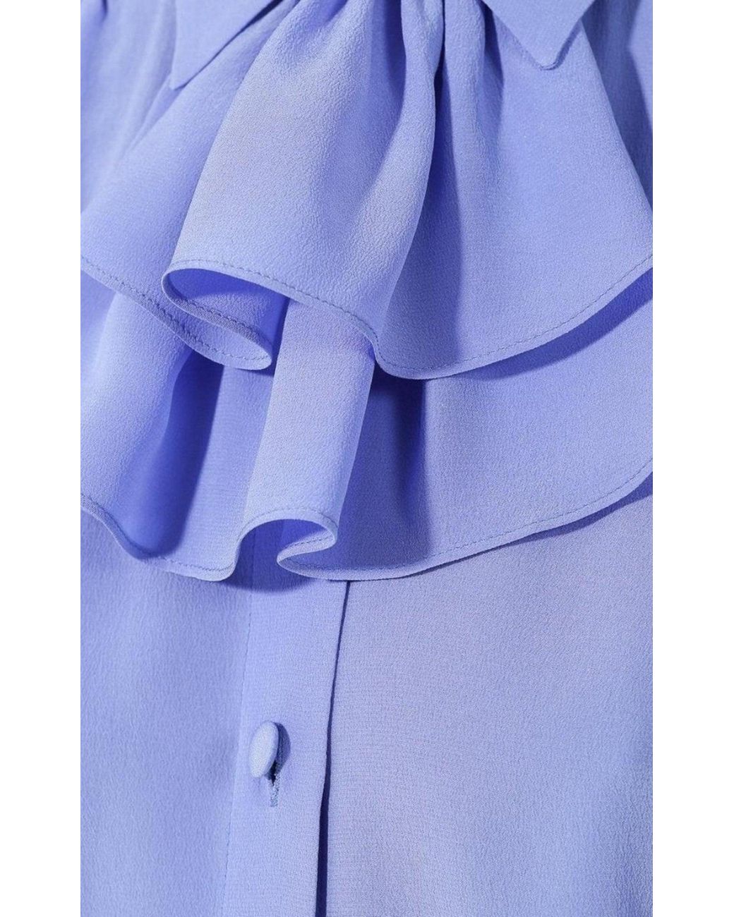 Gucci Blue Ruffle-neck Silk Blouse