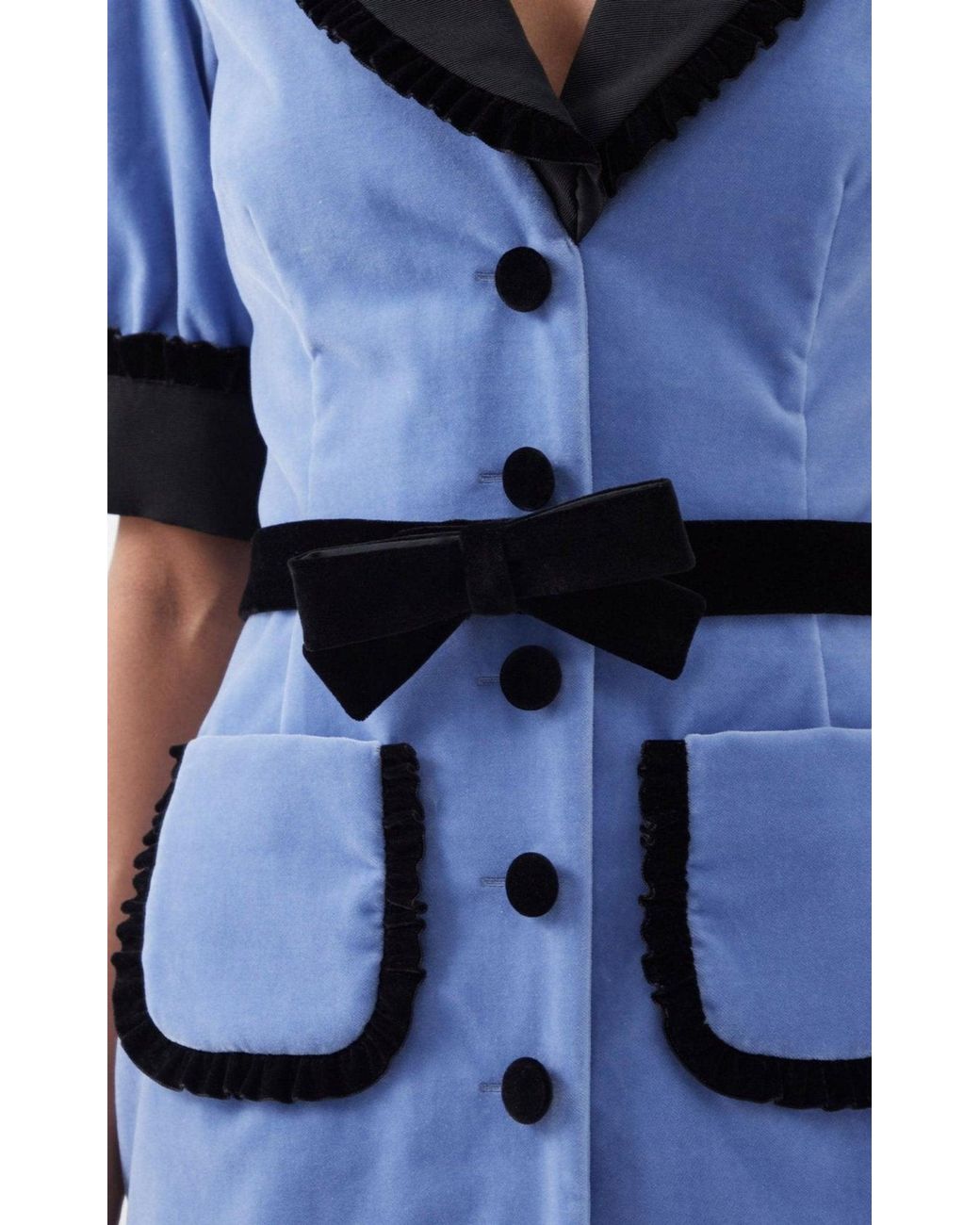 Alessandra Rich Blue Fitted Velvet Dress