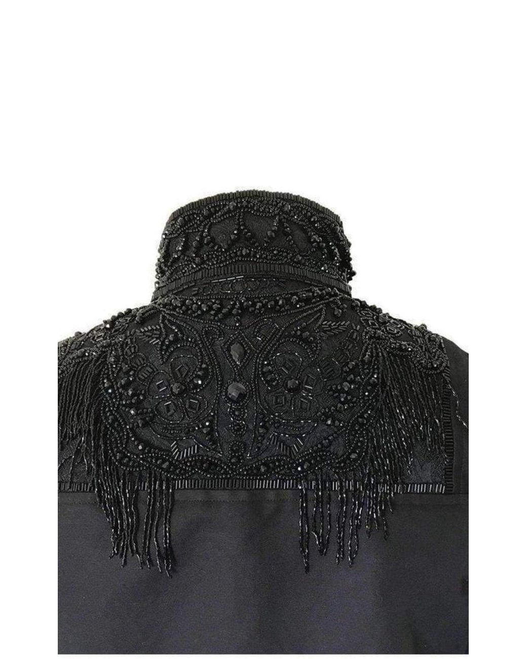 Dries Van Noten Black Viard Beaded Collar Bomber Jacket