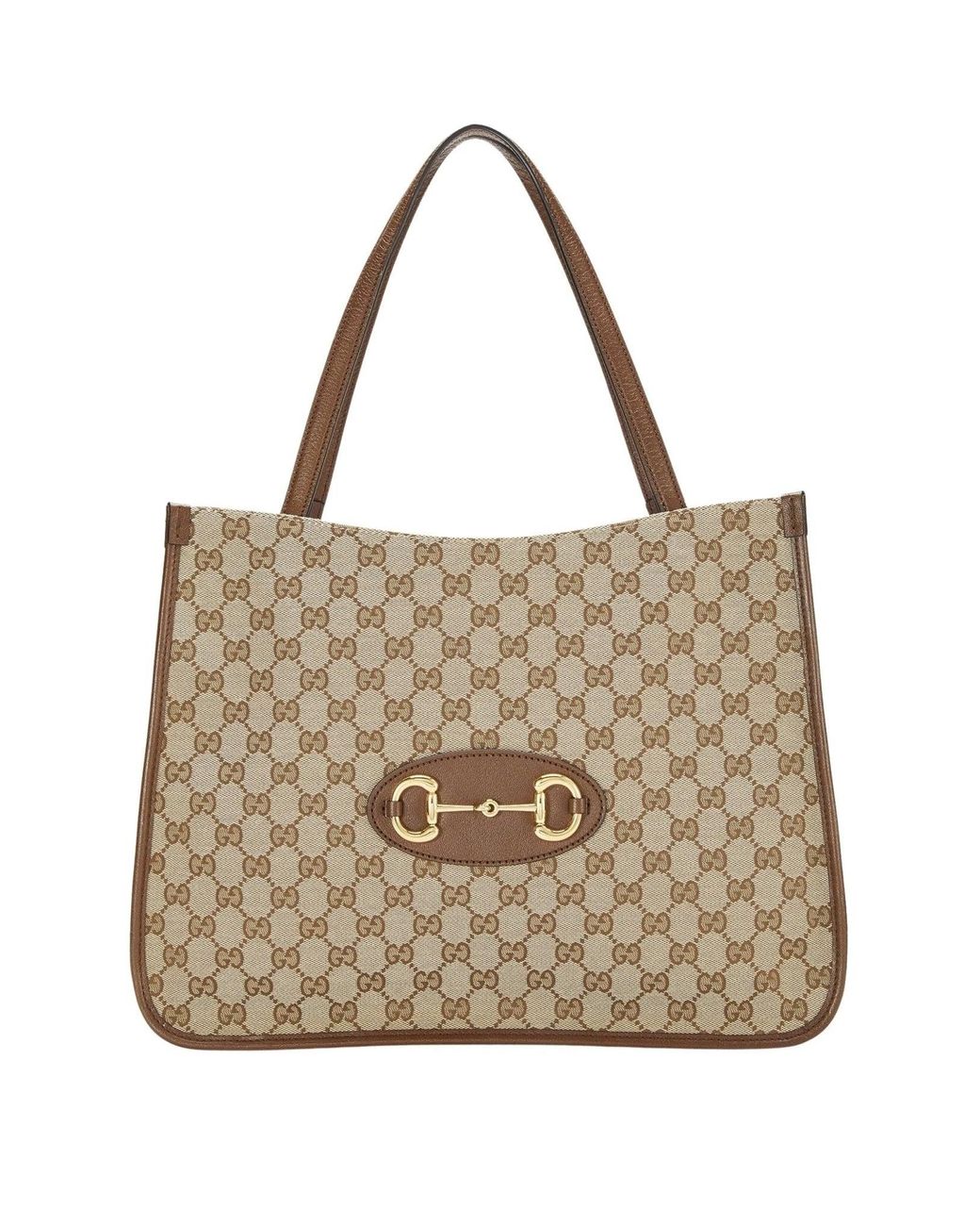 Gucci Brown Horsebit 1955 GG Supreme Medium Tote Bag