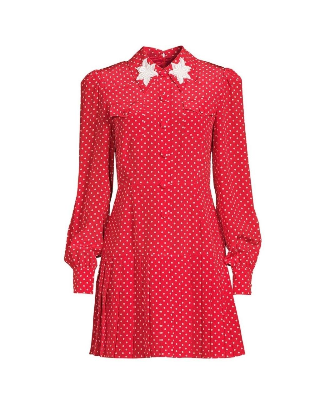 Alessandra Rich Red Polka-dot Cotton Halter Dress