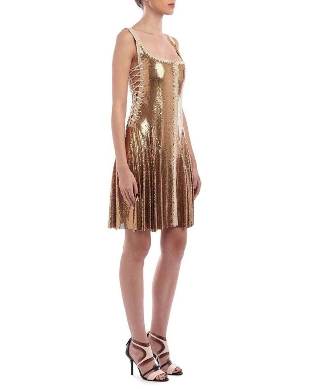 Rabanne Brown Gold Chainmail Dress