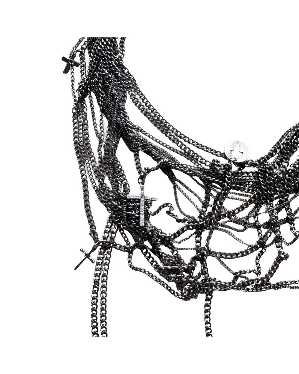 BCBGMAXAZRIA Black Layered Charm Chain Statement Necklace