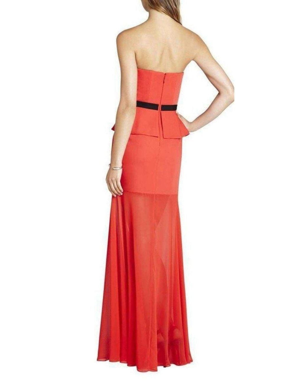 BCBGMAXAZRIA Red Caitlyn Strapless Embellished-bodice Gown