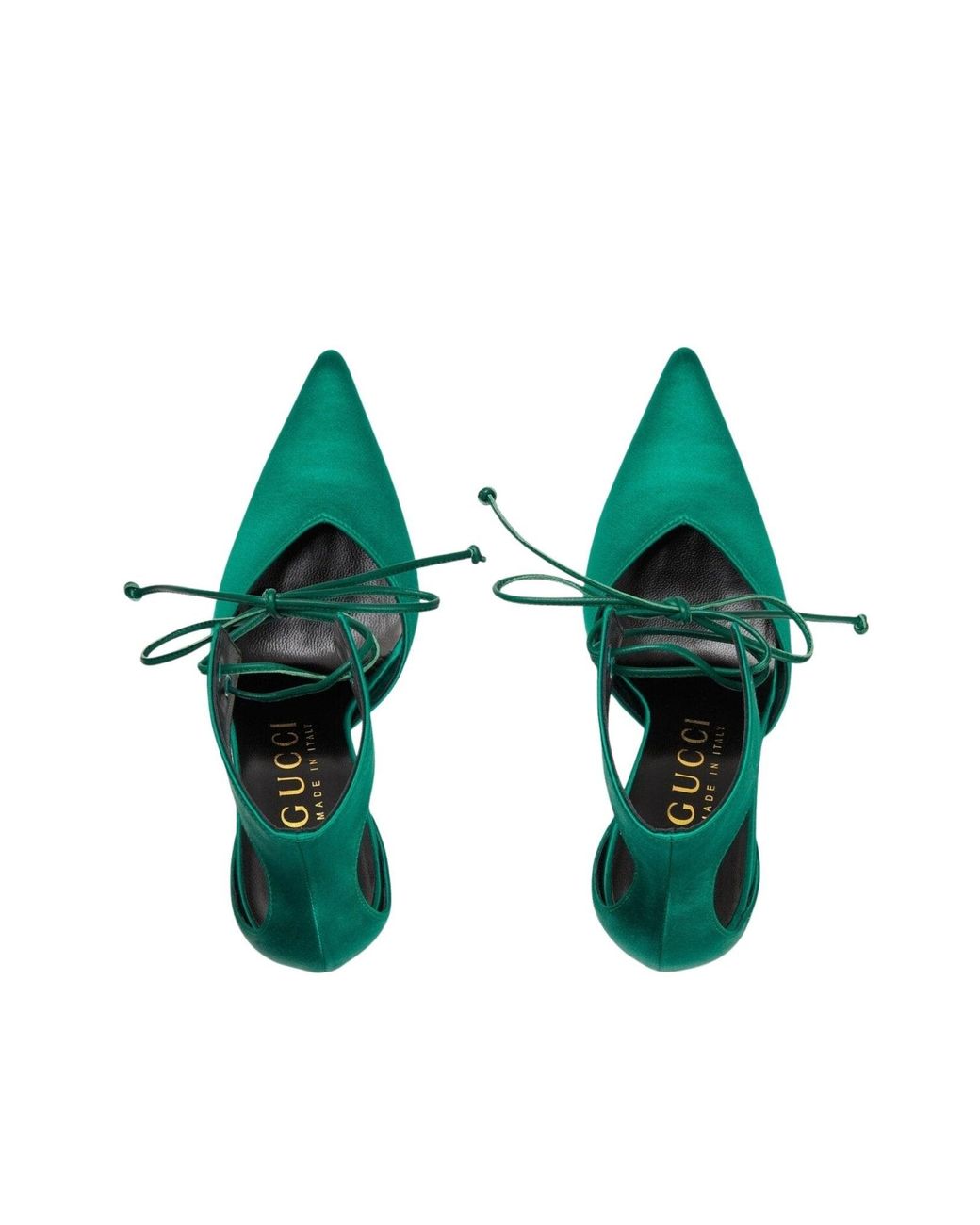 Gucci Lace-up Green Satin Pump Sandals
