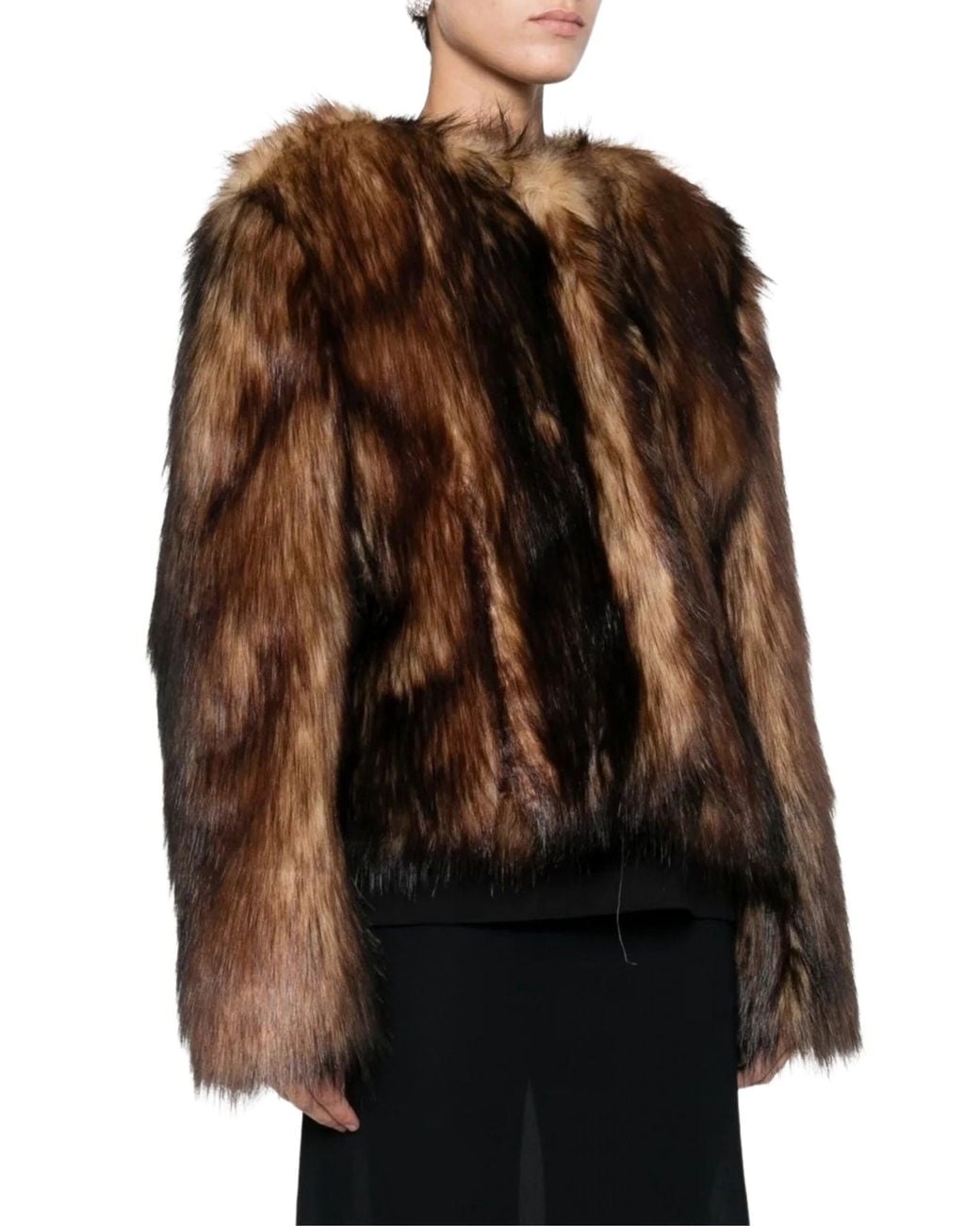 Simone Rocha Brown Sculpted Faux Fur Fray Jacket