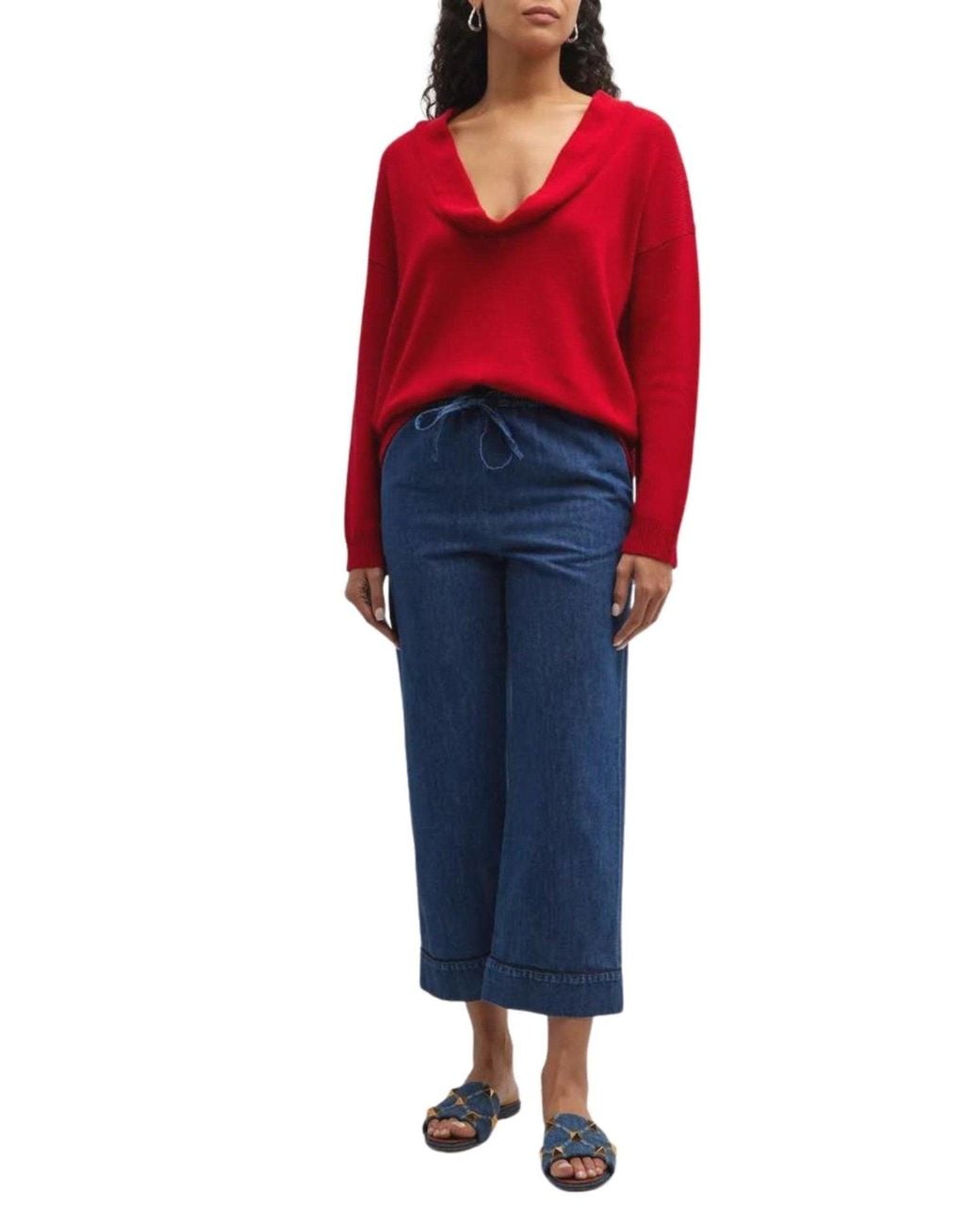 Valentino Red Cashmere Cowl Neck Jumper