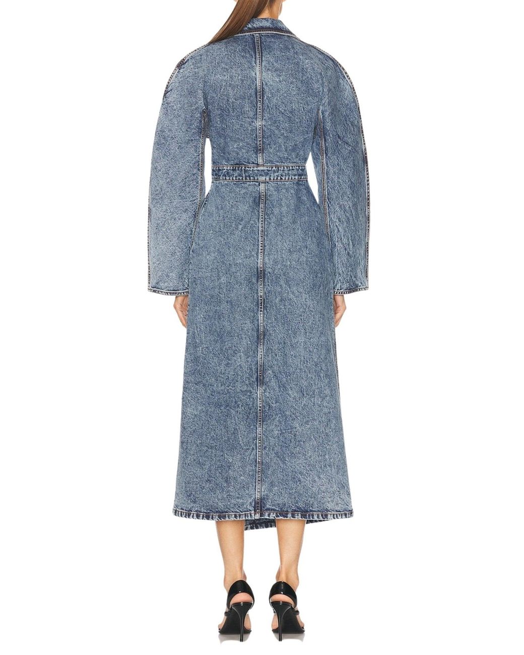Alaïa Gray Spiral Denim Trench Coat