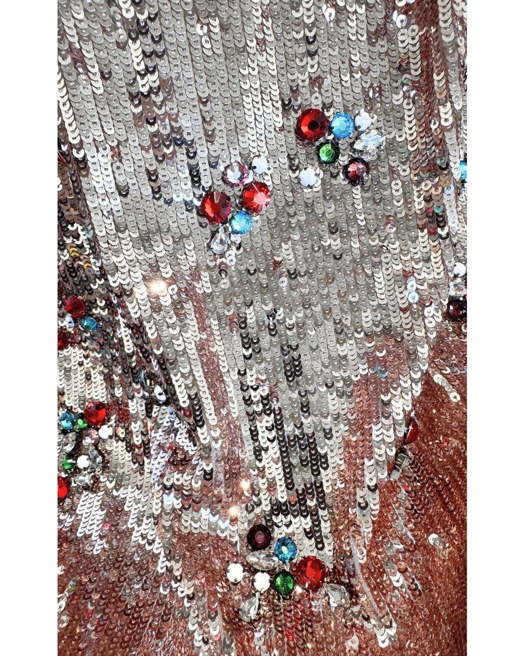Gucci Brown Sequins With Crystal Embroidered Dress