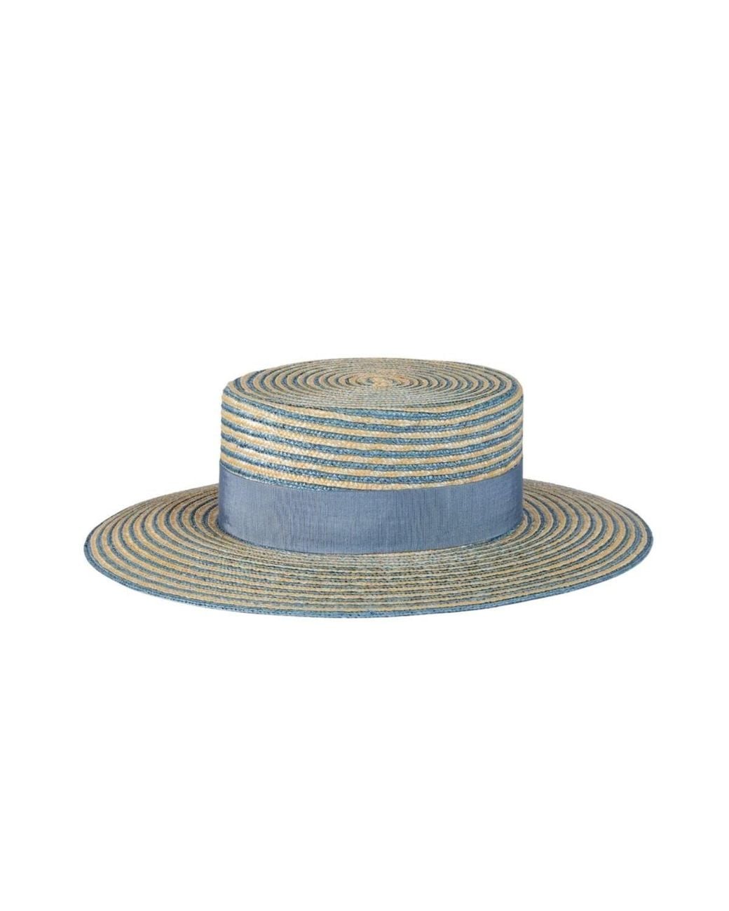 Gucci Alvy Striped Blue Straw Hat