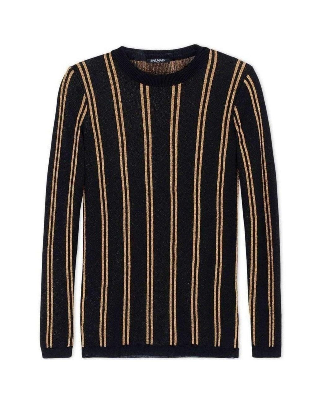 Balmain Black & Gold Striped Knit Sweater