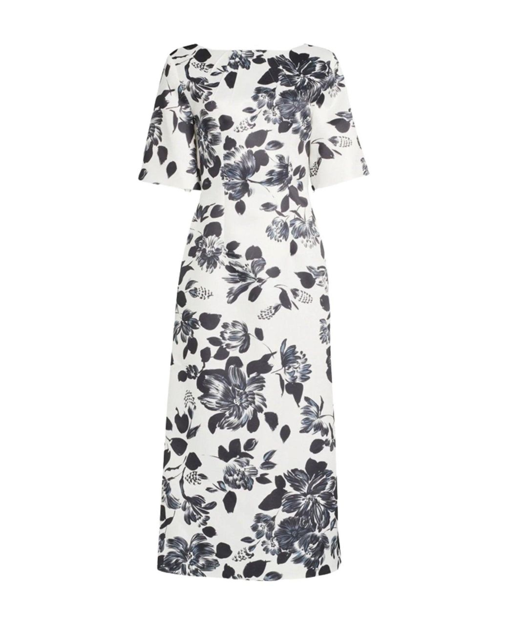 Emilia Wickstead White Kora Floral Print Twill Midi Dress
