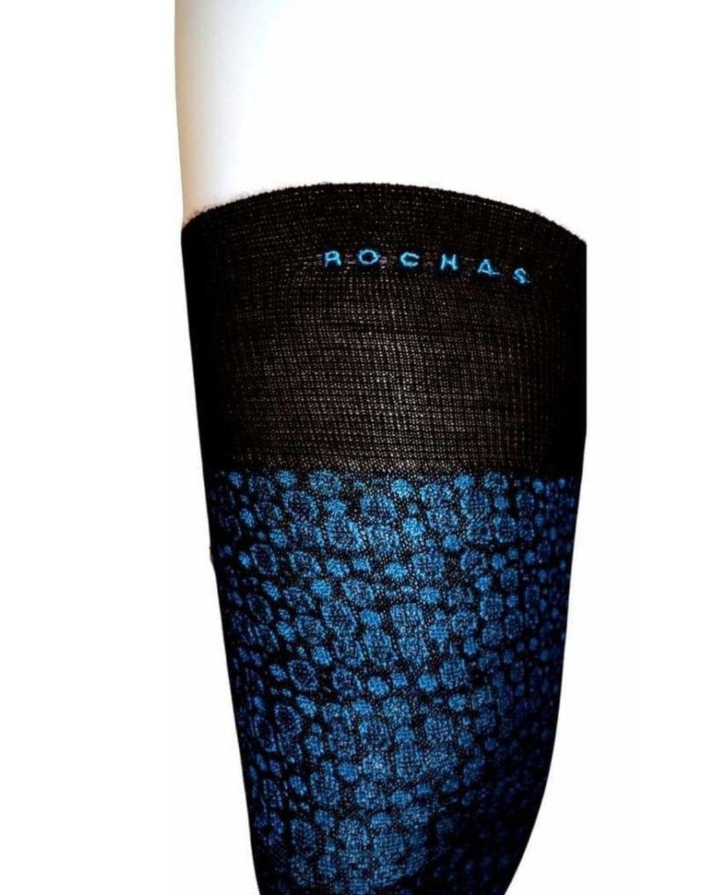 Rochas Blue Merino Wool Luxurious Logo Stockings