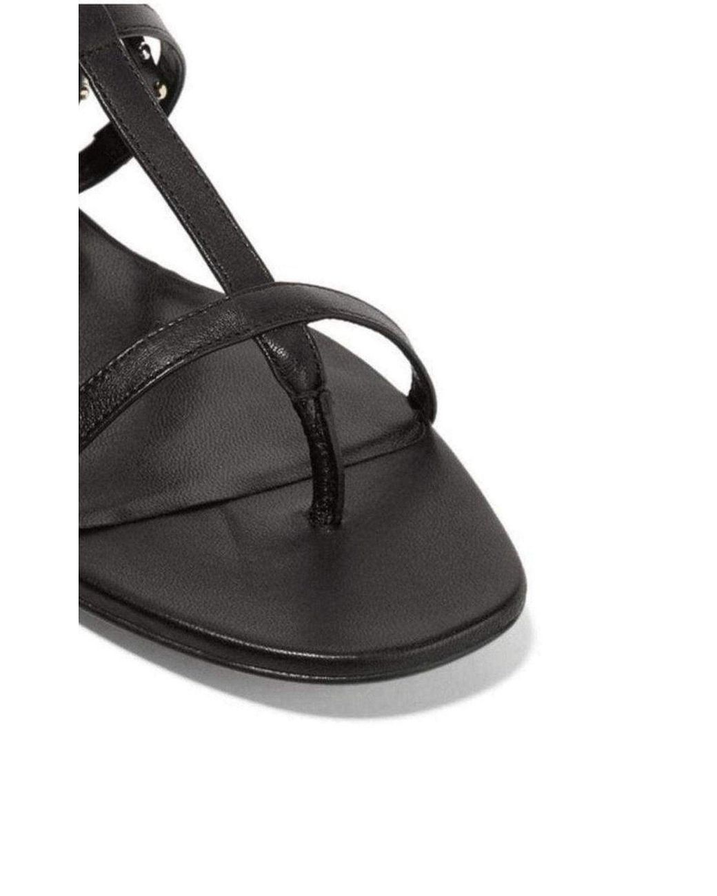 Saint Laurent Black Leather Fringe Sandals