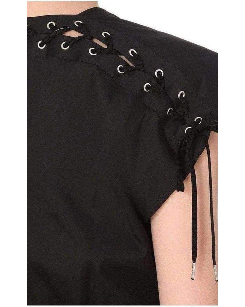Jean Paul Gaultier Lace Up Panel Black Cotton Dress