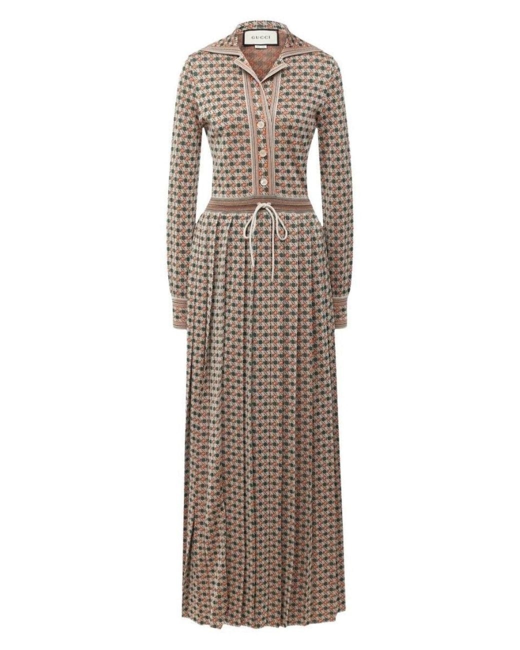 Gucci Natural Long Square G Lamé Dress