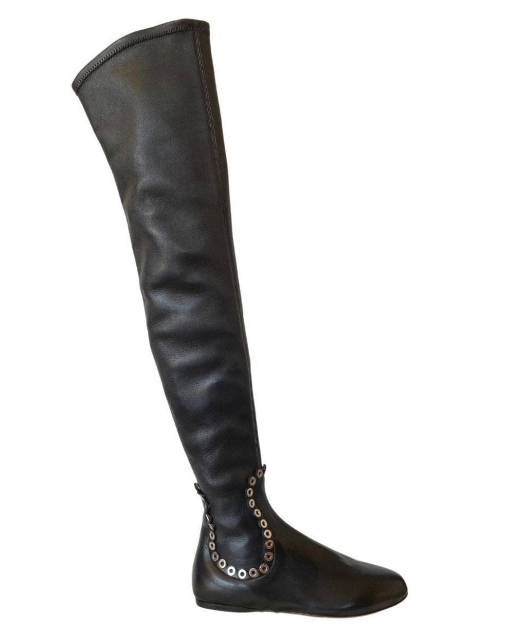Alaïa Black Over Knee Studded Flat Boots